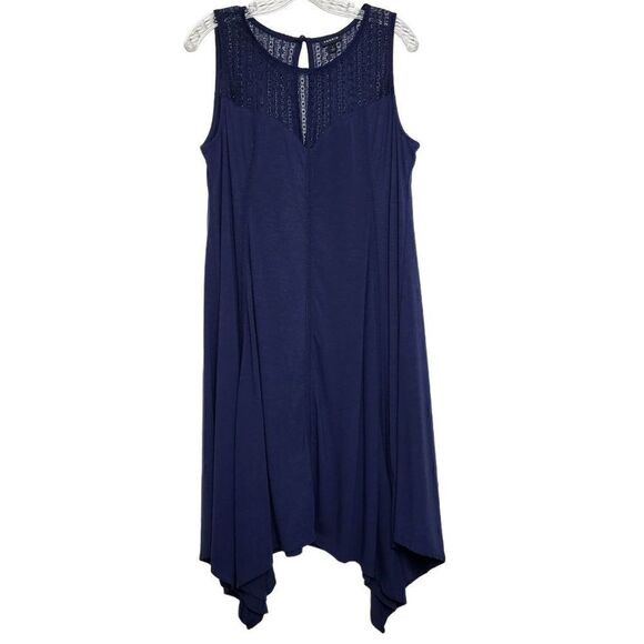 NEW Torrid Midi Jersey Trapeze Sleeveless Asymmetrical Hem Blue Dress Size 1X - Picture 3 of 10